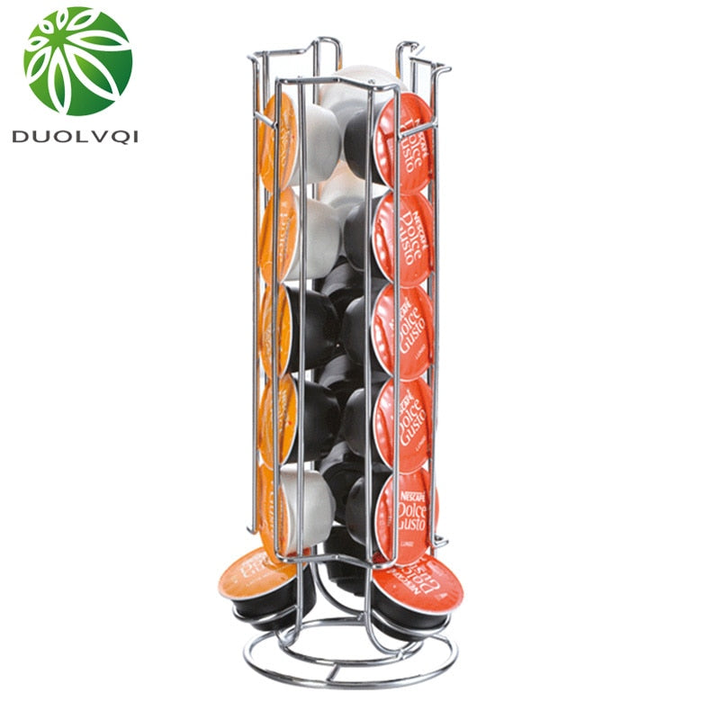 Duolvqi Metal Coffee Pod Holder Iron Chrome Plating Stand Coffee